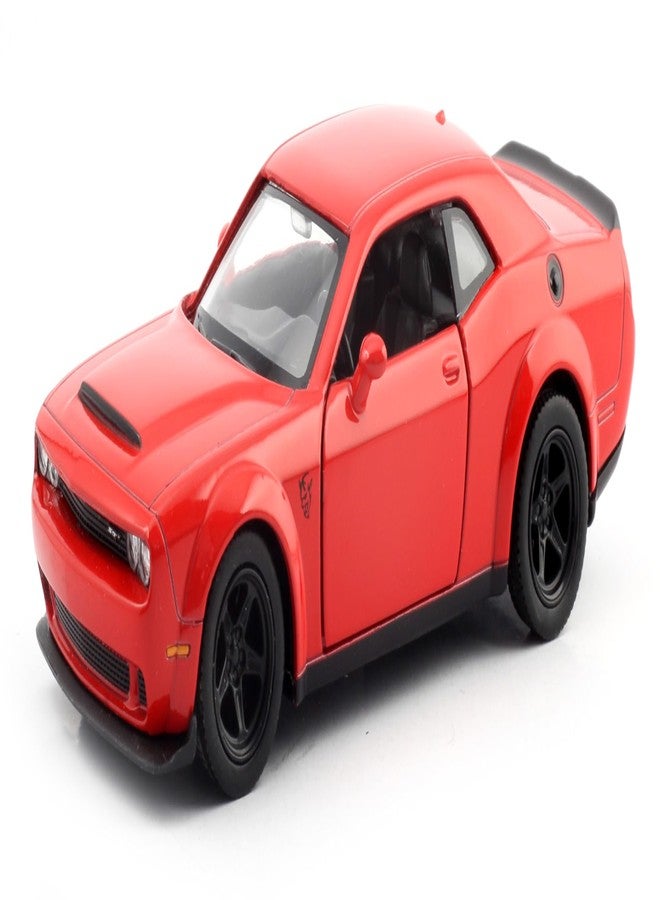 RMZ CiTY 5 Inch Die Cast Dodge Challenger SRT Demon 2018 Toy Car 1:39 Scale Model | Licensed Collectible Vehicle with Opening Doors & Pullback Action | International Series for Kids & Car Lovers | Red - Image 1